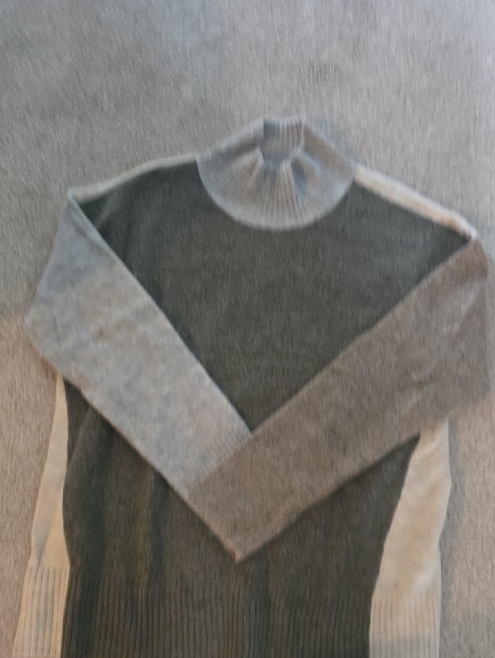 Tribal Two Tone Gray Ribbed Knit Sweater